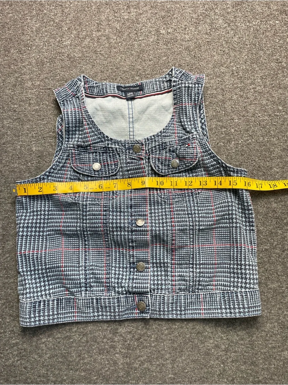 Tommy Hilfiger Denim Houndstooth Vest Skirt Set Girl L 12/14 Y2K Preppy Clueless